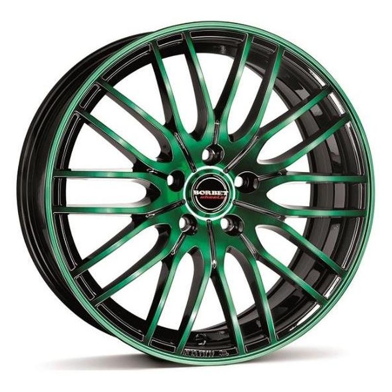 Литой колесный диск Borbet CW4 black green glossy 8,0x17 5x112 ET48 D72,5